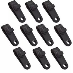 INF Clips de tente noirs, stables et durables pour tentes et bâches, paquet de 10