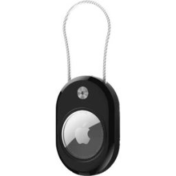 INF Coque de protection compatible avec Apple AirTag - Coque PC avec câble en acier, porte-trousseau anti-perte pour bagages et Le noir
