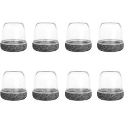 INF Protège-Pieds de Chaise Ronds Transparents - 19 mm, Fond Gris, Ensemble de 8 Pièces