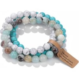 INF Ensemble de Bracelets de Perles en Pierre Volcanique - Bracelet Élastique Multicolore (3 pièces)