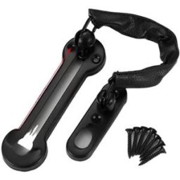 INF Chaîne de sécurité de porte en acier inoxydable noir avec vis - Sécurité hôtel et domicile
