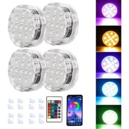 INF Lampes LED Submersibles à Ventouse avec Application, 13 LED, Télécommande, Contrôle Unique de Quatre Lampes