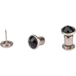INF Boutons-pression invisibles, boutons ronds en strass à dos plat (10 pièces) Le noir