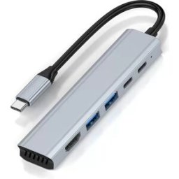 INF Hub USB-C 5-en-1 vers HDMI 4K avec données USB-C et charge PD 100W, compatible avec Macbook/Huawei/Apple