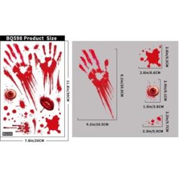 INF Lot de 2 autocollants de fenêtre d'Halloween avec empreintes de mains sanglantes