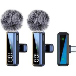 INF Microphone Lavalier Double Sans Fil avec Interface Type-C - Affichage Numérique, Réduction du Bruit