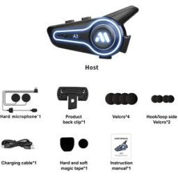 INF Écouteur Bluetooth pour casque A3 - Micro rigide, étanchéité IP67, Bluetooth 5.4, batterie 1000 mAh, charge rapide USB-C