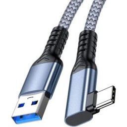 INF Câble USB 3.2 vers Type-C - 10Gbps, Charge Rapide 60W (3A), Angle Droit 90°, Tressé Haute Densité 3 m