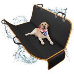INF Housse hamac arrière étanche pour animal de compagnie – Protection complète du siège arrière, tissu Oxford, TPU étanche Noir Orange