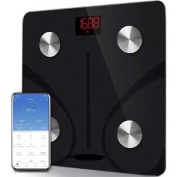 INF Rechargeable Bluetooth Body Scale compatible with OKOK - 0.2-180kg, 50g Accuracy, LCD Red Backlight, USB/2xAAA Dual Power
