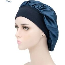 INF Lot de 2 bonnets de soin élastiques pour cheveux - Bonnet de nuit tendance, respirant et confortable Bleu marine