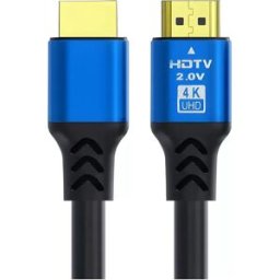 INF Câble HDTV 2.0 4K Ultra HD - Boîtier en Aluminium Bleu pour Home Cinéma 1,5 m