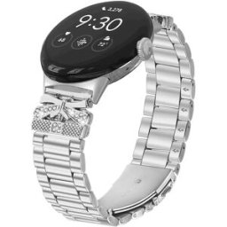 INF Bracelet Google Pixel Watch Papillon Étincelant avec Trois Strass Argent