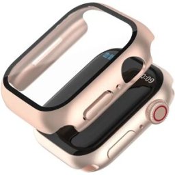 INF Boîtier de montre en verre trempé PC or rose 42 mm compatible avec Apple Watch Series 1/2/3