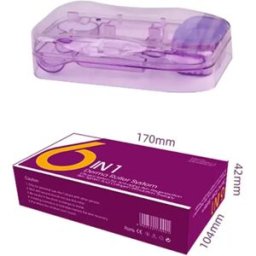 INF Kit Derma Roller 6-en-1 Microneedle - Têtes Interchangeables pour Visage, Yeux, Cuir Chevelu et Corps Violet