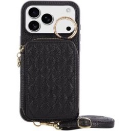 INF Étui en Cuir PU Texture Litchi Chic Compatible avec iPhone 17 Pro - Fente pour Carte & Fonction Support