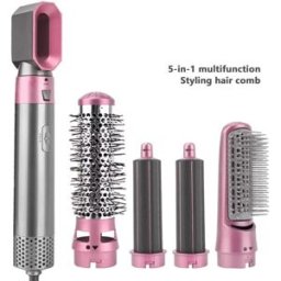 INF Brosse à Air Chaud Ondulante Multifonctionnelle 5-en-1 (Prise EU) - Rose, compatible avec Huawei, Samsung, APPLE, Garmin