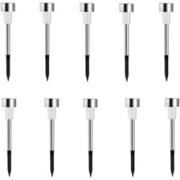 INF Lampes Solaires de Jardin en Acier Inoxydable 4,5cm Lumière Blanche (Pack de 10) - Éclairage Extérieur Jardin & Paysage