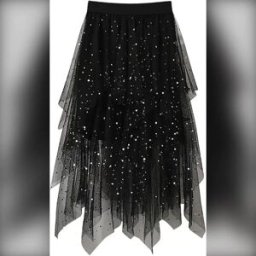 INF Longue Jupe en Tulle à Sequins pour Femmes - Robe de Soirée Trapèze Taille Haute XL Le noir