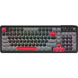 INF Clavier filaire 99 touches trois tons avec rétroéclairage RGB, molette multimédia et câble Type-C détachable Noir + Gris