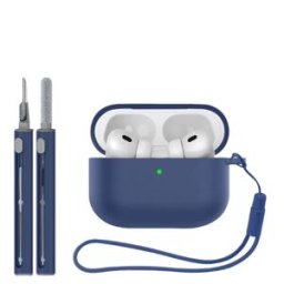 INF Étui de Protection en Silicone (Ensemble de 3 Pièces) Compatible avec Apple AirPods Pro 3 - Antichoc, Imperméable, Bleu foncé