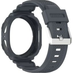 INF Bracelet TPU Intégré Compatible avec Samsung Galaxy Watch 8 - Boucle en Acier Inoxydable Gris 40 mm