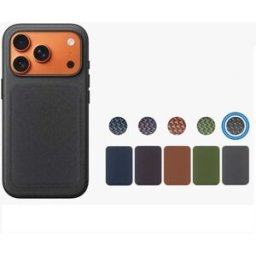 INF Porte-cartes magnétique compatible avec iPhone 17 Pro Magsafe - Portefeuille bleu en similicuir