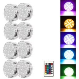 INF Lot de 8 lampes à bouton LED 7cm avec télécommande - Éclairage polyvalent et étanche