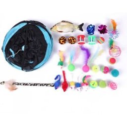 INF Ensemble de jouets interactifs pour chat 27 pièces - baguette à plumes, poisson à la menthe, tunnel pour jeu, entraînement