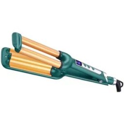 INF Fer ondulateur triple baril pour cheveux avec élément chauffant en céramique tourmaline, contrôle de température LCD, 65W, vert et or