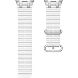 INF Bracelet en silicone respirant style océan avec boucle argentée compatible avec Samsung Galaxy Watch 8, 46mm Blanc