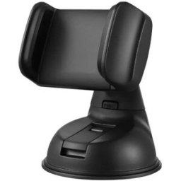 INF Support de voiture à ventouse tout noir compatible avec téléphones 3,5-7,2 pouces et GPS, fixation stable pour tableau de