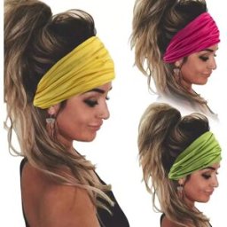 INF Lot de 3 Bandeaux de Sport Élastiques Couleurs Unies - Bandeaux de Yoga Larges pour Femmes jaune+rouge+vert