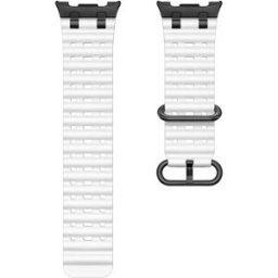 INF Bracelet silicone respirant Ocean avec boucle noire en acier inoxydable 316, compatible avec Samsung Galaxy Watch Blanc