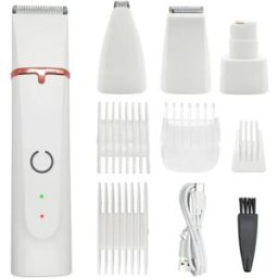 INF Tondeuse 4-en-1 électrique pour animaux et broyeur d'ongles - étanche, rechargeable, autonomie 90 minutes, ABS Blanc
