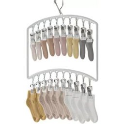 INF Étendoir à chaussettes double couche 20 clips – PP et acier inoxydable, clips antidérapants anti-marques, coupe-vent et Blanc