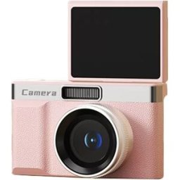 INF Appareil Photo Numérique Rétro à Double Objectif Haute Résolution avec Zoom Optique 5x et Écran LCD 2,4" Rose
