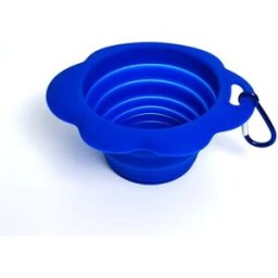 INF Bol d'eau pliable en silicone pour chien avec ventouse et sangle de suspension – bol de voyage portable pliable Bleu