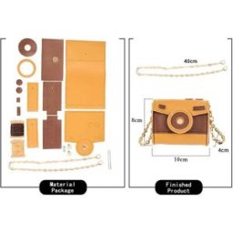 INF Sac Appareil Photo DIY Compatible Avec Matériaux PU Multicolores, Mini Sac Carré à Chaîne, Style Frais et Moderne Kaki + marron foncé