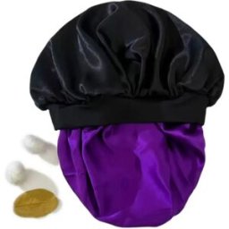 INF Bonnet de nuit sans trace effet soie ajustable - Bande élastique compatible avec toutes les tailles de tête, Portable, Chaud noir+violet