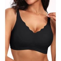 INF Soutien-gorge sans armatures et sans couture en coton - Grande taille, maintien respirant, fermeture 4 rangées au dos - Noir XL