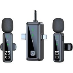 INF Microphone Lavalier Sans Fil TC Double Micro Revers - Écran Numérique, Interface Type-C