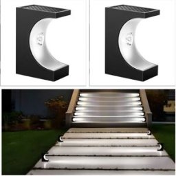 INF Lampes Solaires d'Escalier Extérieures à Lumière Blanche - Éclairage Solaire Facile à Installer 2 pack