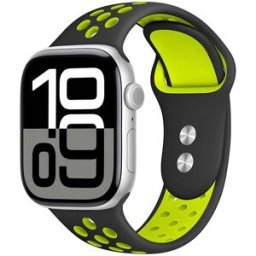 GÉNÉRIQUE Bracelet Pour Apple Watch 38 / 40 / 42mm Duo Sport En Silicone Souple Noir / Vert Crong