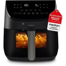 Friteuse À Air Chaud - Medion Md13060 - 6,6l - 1300w - Écran Tactile - 10 Programmes - Noir