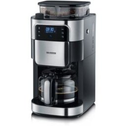 Severin Cafetiere Filtre Avec Broyeur Intégré - Ka4813 - Machine A Café Écran Tactile - Verseuse 10 Tasses - Noir/inox