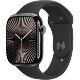Apple Watch Series 10 Gps + Cellular 46mm Boîtier Slate Titanium Bracelet Black Sport Band S/m