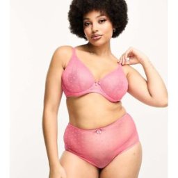 Ivory Rose Lingerie Ivory Rose Curve - Culotte taille haute en tulle transparent à motif caurs - Rose 46