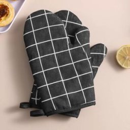 INF Ensemble de maniques de four 2 pièces, gants de cuisine pour micro-ondes et cuisson à la vapeur Le noir