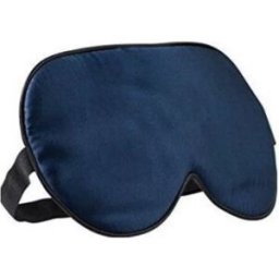 INF Masque de sommeil en soie, bandeau réglable, masque pour les yeux 100% soie Bleu foncé